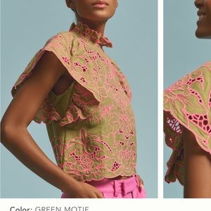 Anthropologie cutout laser blouse